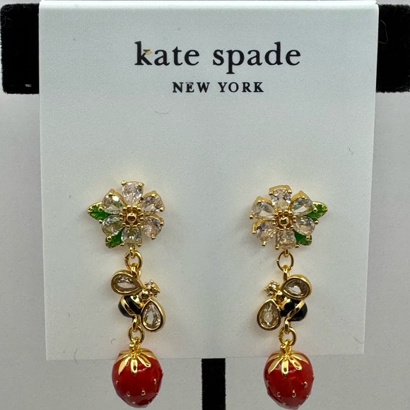 $129 Kate Spade Strawberry Fields Statement‎ Earrings Strawberry and Bee Drop